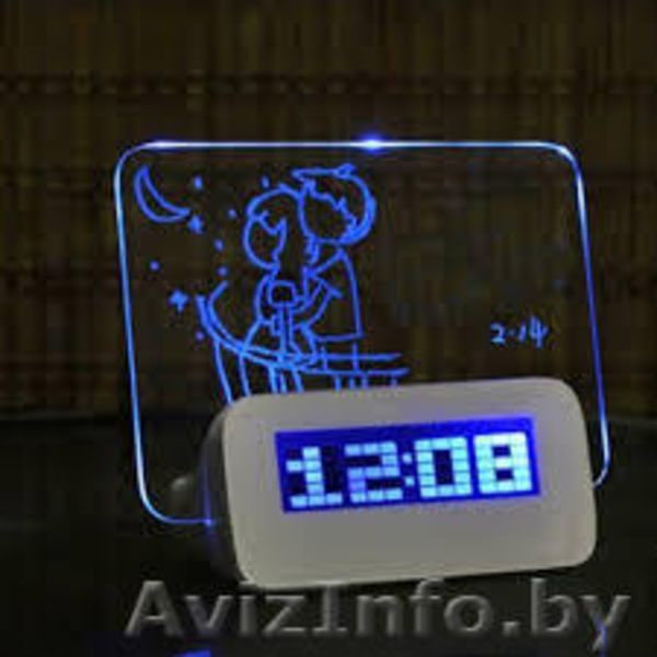 Светящийся LED-будильник «ДОСКА ДЛЯ ЗАПИСЕЙ» - Изображение #3, Объявление #1206540
